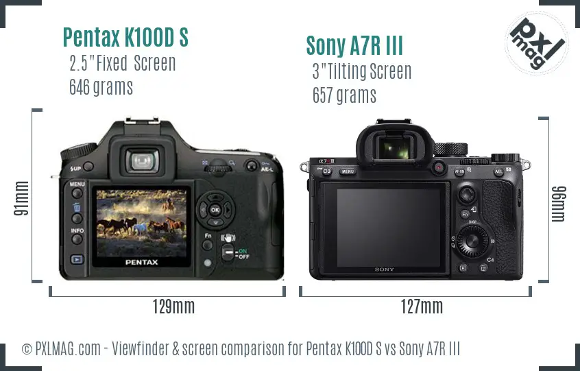 Pentax K100D S vs Sony A7R III Screen and Viewfinder comparison Pentax K100D S vs Sony A7R III Screen and Viewfinder comparison