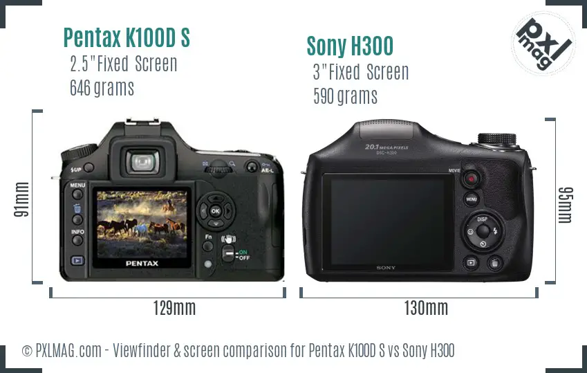 Pentax K100D S vs Sony H300 Screen and Viewfinder comparison