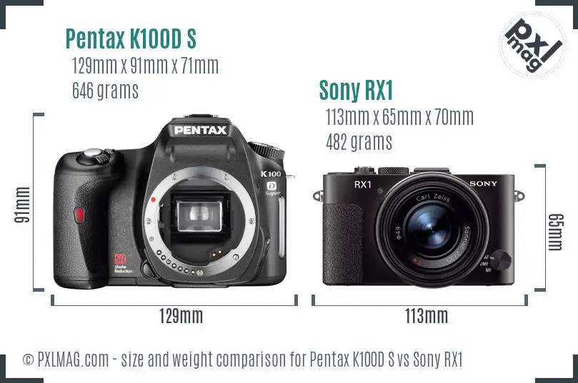 Pentax K100D S vs Sony RX1 size comparison Pentax K100D S vs Sony RX1 size comparison