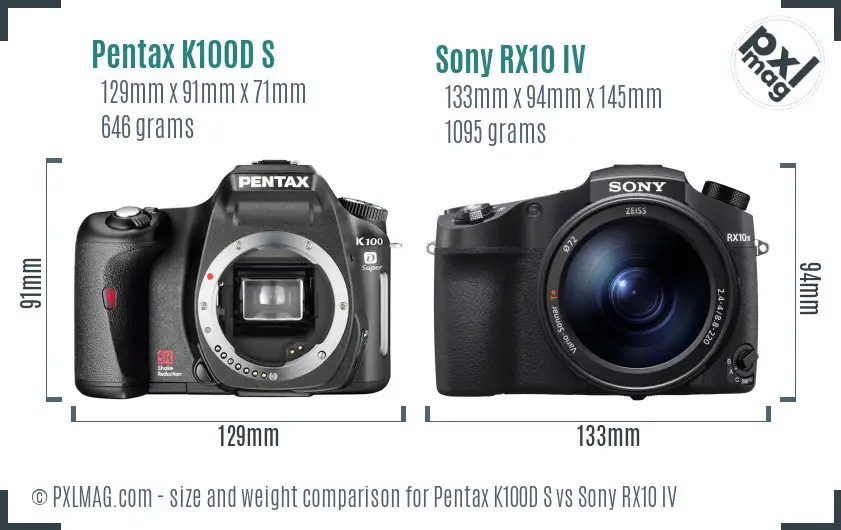 Pentax K100D S vs Sony RX10 IV size comparison Pentax K100D S vs Sony RX10 IV size comparison