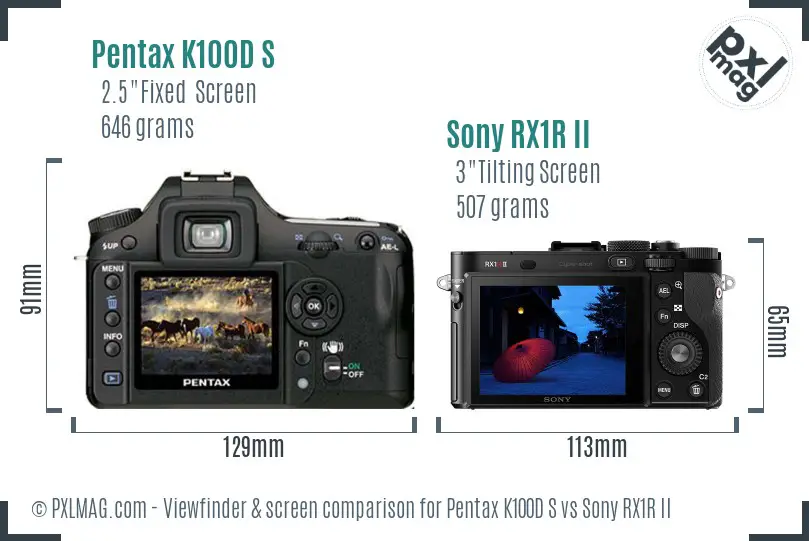 Pentax K100D S vs Sony RX1R II Screen and Viewfinder comparison Pentax K100D S vs Sony RX1R II Screen and Viewfinder comparison