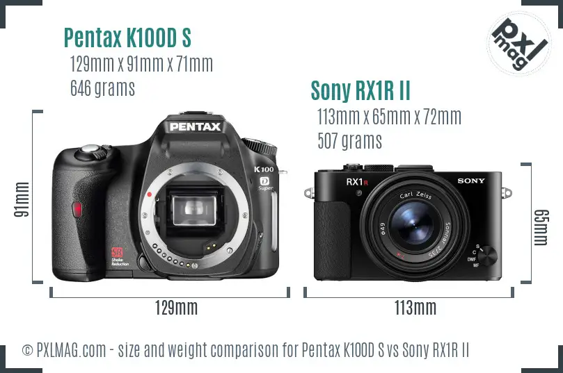 Pentax K100D S vs Sony RX1R II size comparison Pentax K100D S vs Sony RX1R II size comparison