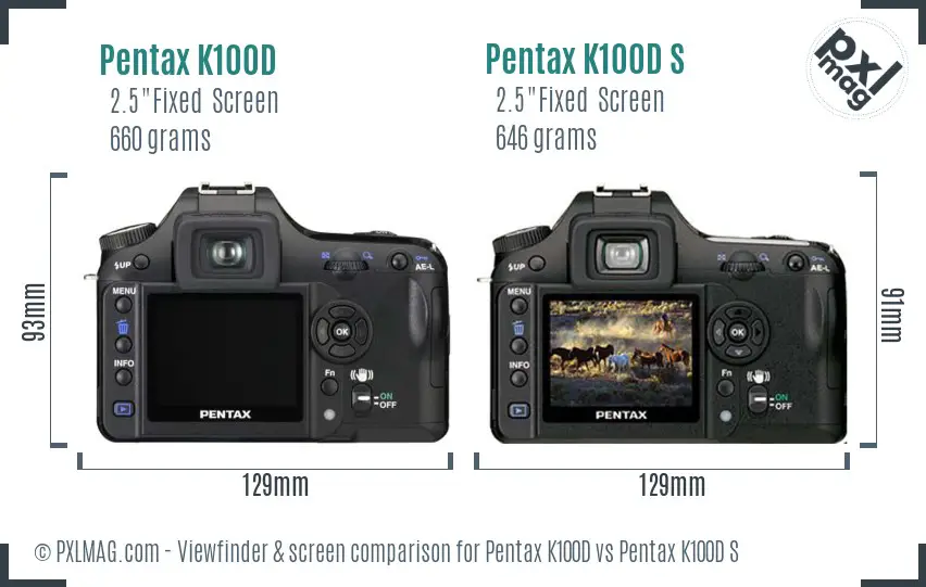 Pentax K100D vs Pentax K100D S Screen and Viewfinder comparison