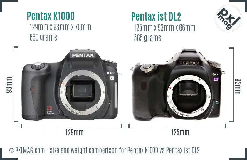 Pentax K100D vs Pentax ist DL2 size comparison