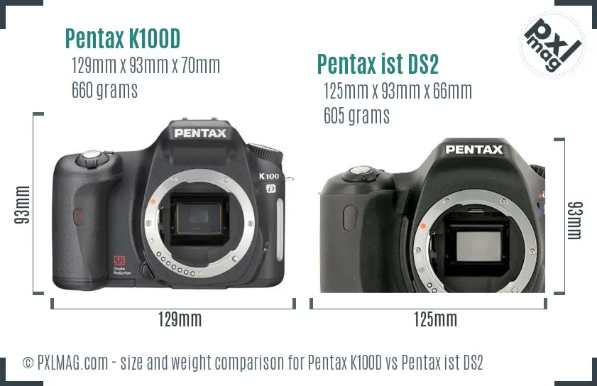 Pentax K100D vs Pentax ist DS2 size comparison