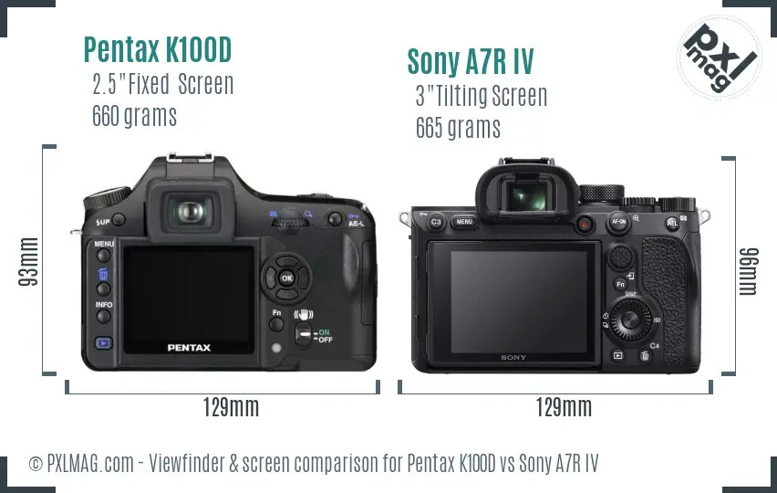 Pentax K100D vs Sony A7R IV Screen and Viewfinder comparison Pentax K100D vs Sony A7R IV Screen and Viewfinder comparison