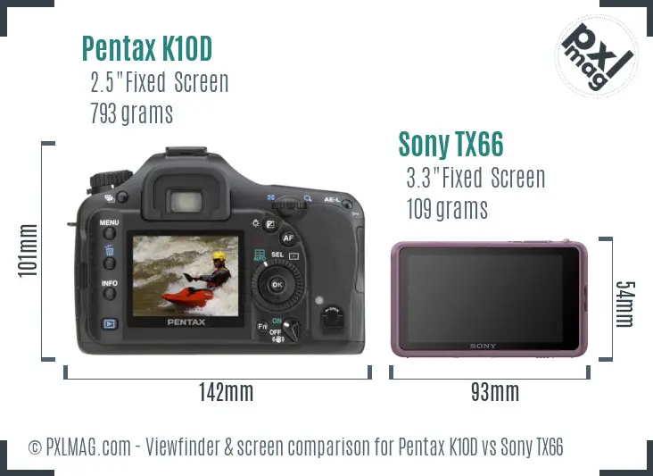 Pentax K10D vs Sony TX66 Screen and Viewfinder comparison Pentax K10D vs Sony TX66 Screen and Viewfinder comparison
