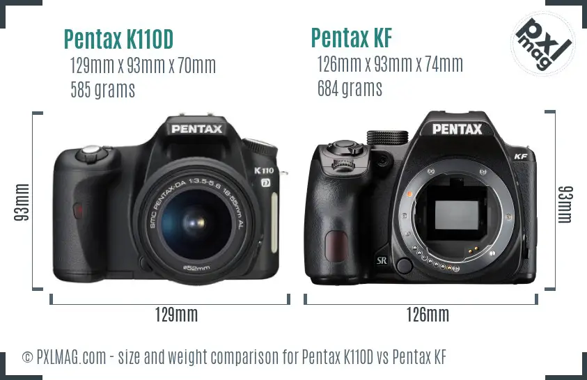Pentax K110D vs Pentax KF size comparison