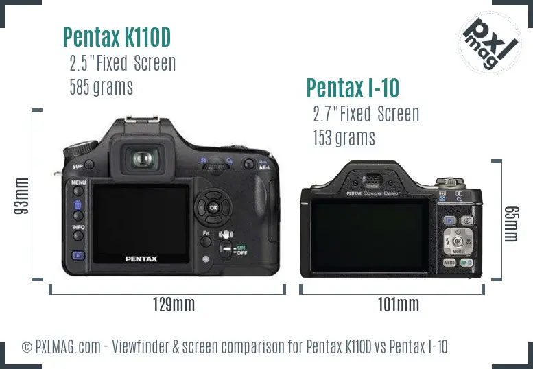 Pentax K110D vs Pentax I-10 Screen and Viewfinder comparison