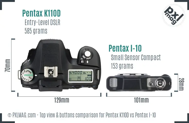 Pentax K110D vs Pentax I-10 top view buttons comparison