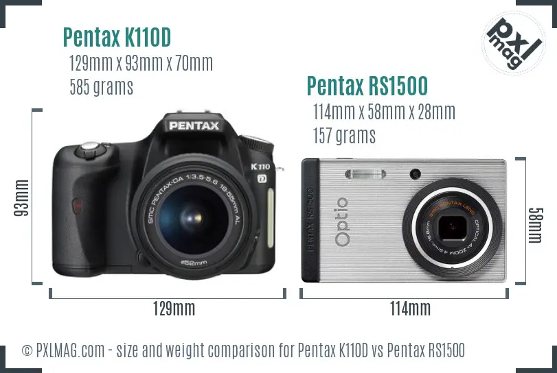Pentax K110D vs Pentax RS1500 size comparison