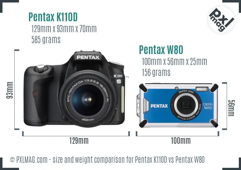 Pentax K110D vs Pentax W80 size comparison