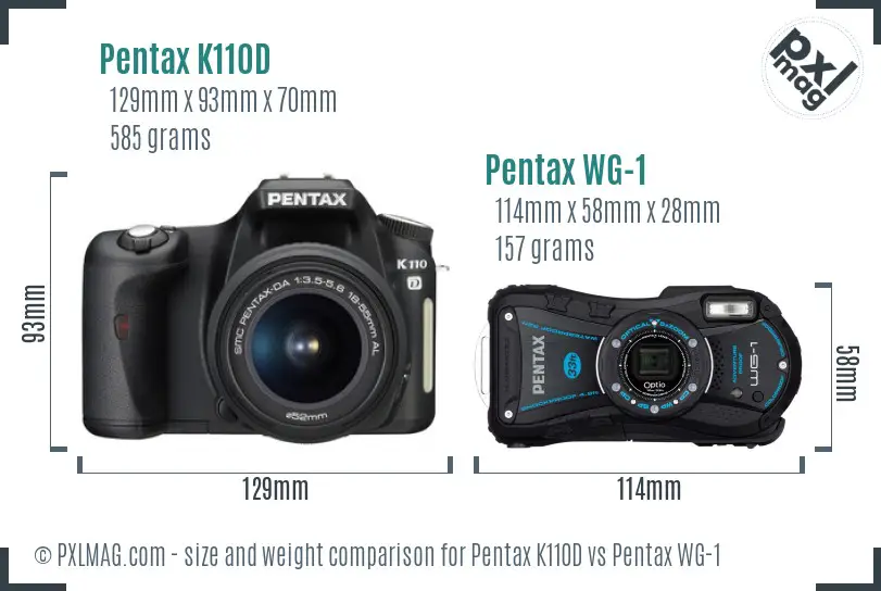 Pentax K110D vs Pentax WG-1 size comparison
