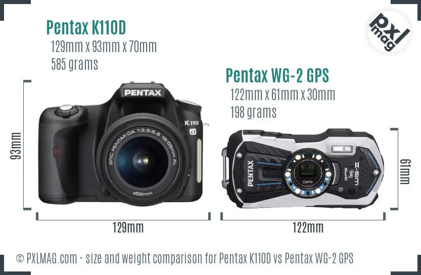 Pentax K110D vs Pentax WG-2 GPS size comparison