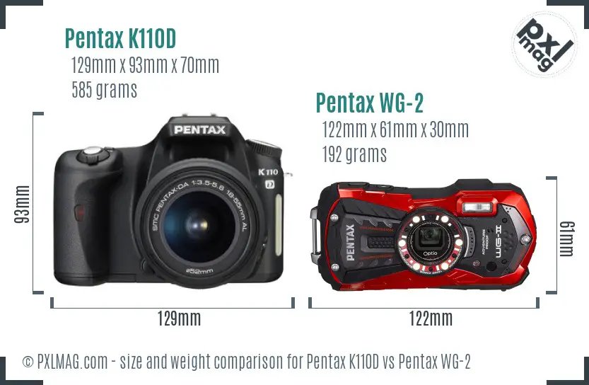 Pentax K110D vs Pentax WG-2 size comparison
