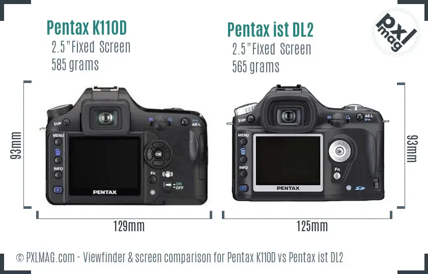 Pentax K110D vs Pentax ist DL2 Screen and Viewfinder comparison