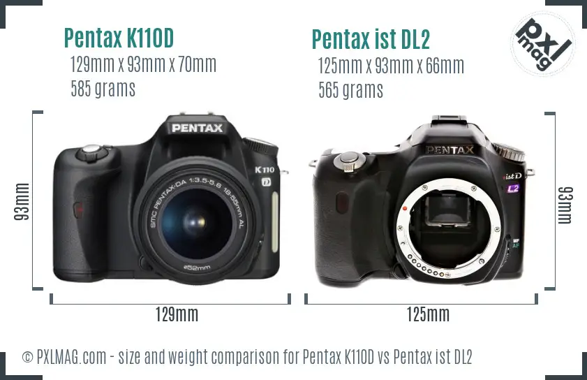 Pentax K110D vs Pentax ist DL2 size comparison