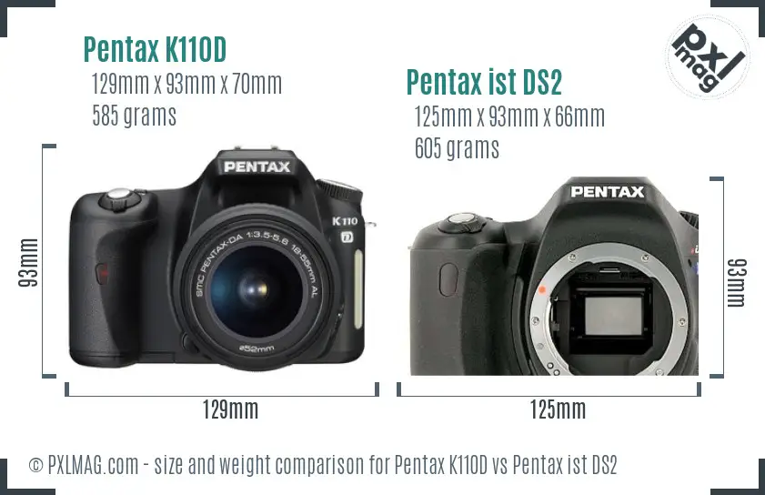 Pentax K110D vs Pentax ist DS2 size comparison