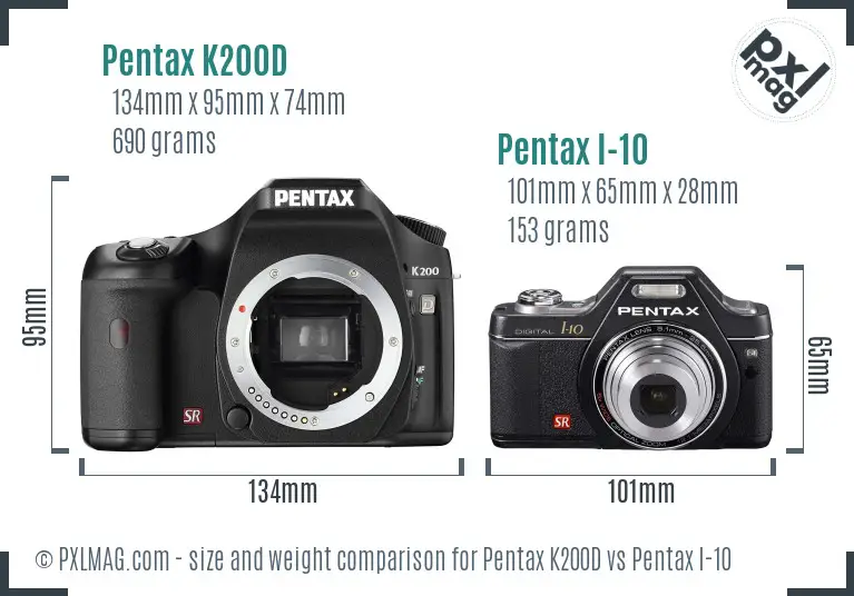 Pentax K200D vs Pentax I-10 size comparison