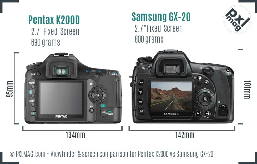 Pentax K200D vs Samsung GX-20 Screen and Viewfinder comparison Pentax K200D vs Samsung GX-20 Screen and Viewfinder comparison