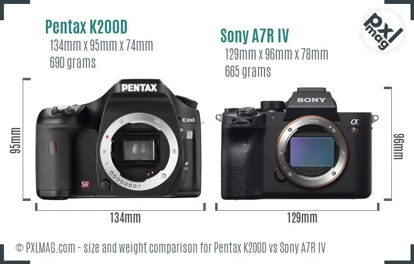 Pentax K200D vs Sony A7R IV size comparison Pentax K200D vs Sony A7R IV size comparison