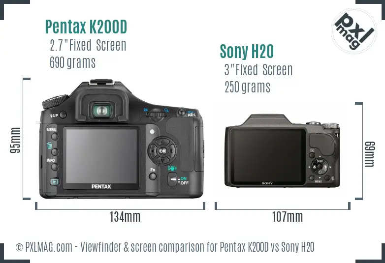 Pentax K200D vs Sony H20 Screen and Viewfinder comparison Pentax K200D vs Sony H20 Screen and Viewfinder comparison