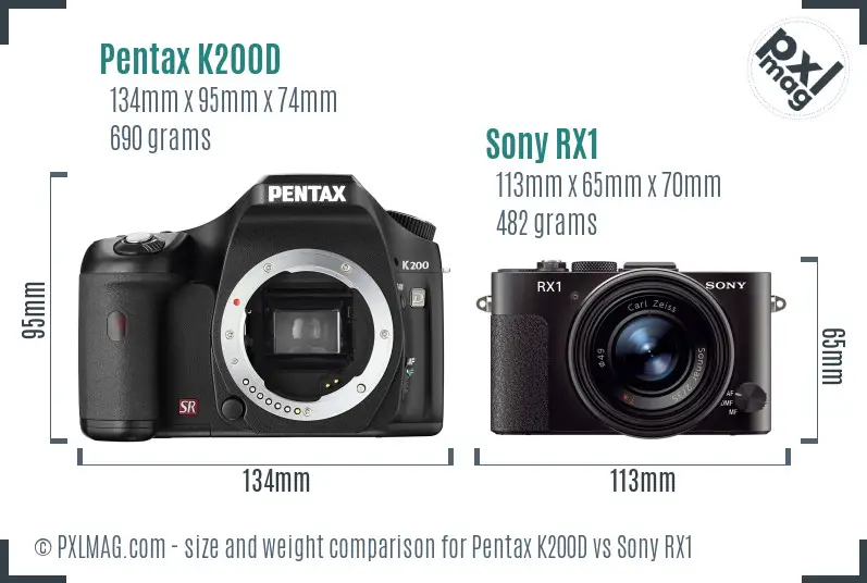 Pentax K200D vs Sony RX1 size comparison Pentax K200D vs Sony RX1 size comparison