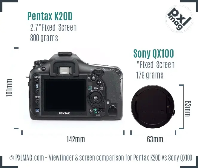 Pentax K20D vs Sony QX100 Screen and Viewfinder comparison Pentax K20D vs Sony QX100 Screen and Viewfinder comparison