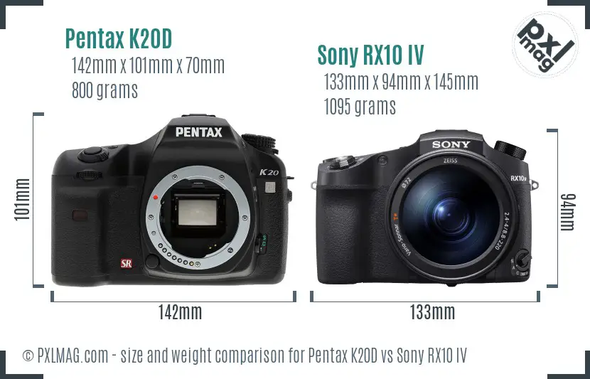 Pentax K20D vs Sony RX10 IV size comparison Pentax K20D vs Sony RX10 IV size comparison