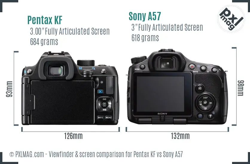 Pentax KF vs Sony A57 Screen and Viewfinder comparison
