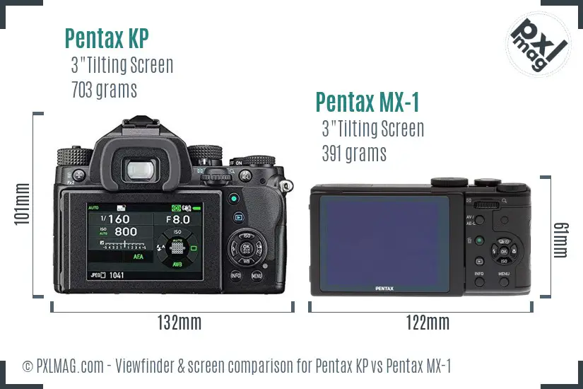 Pentax KP vs Pentax MX-1 Screen and Viewfinder comparison