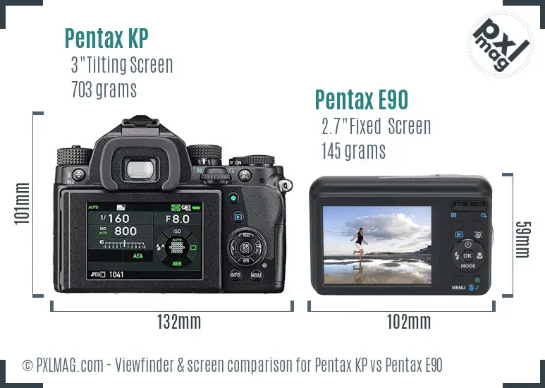 Pentax KP vs Pentax E90 Screen and Viewfinder comparison