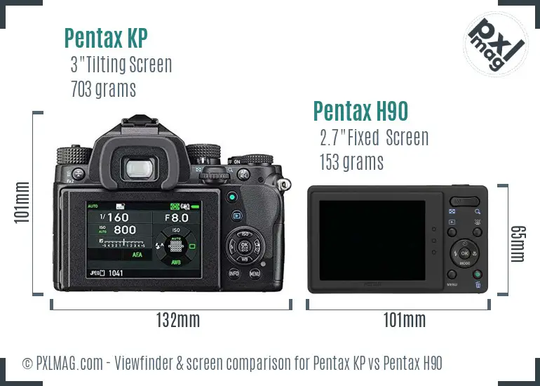 Pentax KP vs Pentax H90 Screen and Viewfinder comparison