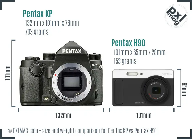 Pentax KP vs Pentax H90 size comparison