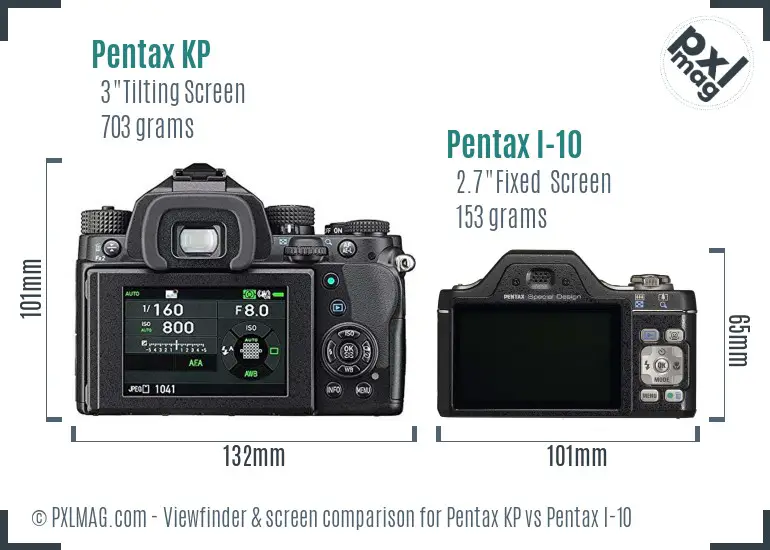 Pentax KP vs Pentax I-10 Screen and Viewfinder comparison