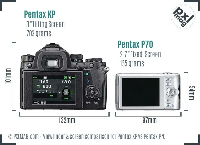 Pentax KP vs Pentax P70 Screen and Viewfinder comparison