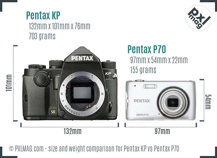 Pentax KP vs Pentax P70 size comparison