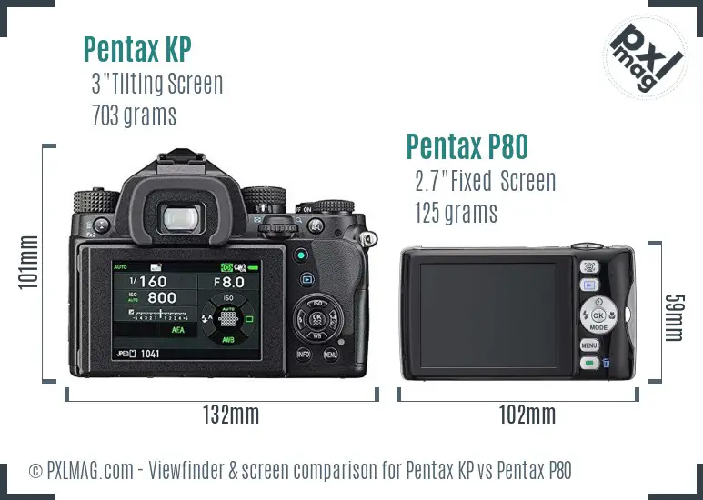 Pentax KP vs Pentax P80 Screen and Viewfinder comparison