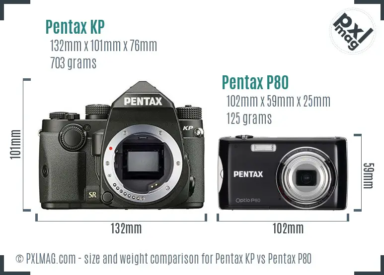 Pentax KP vs Pentax P80 size comparison
