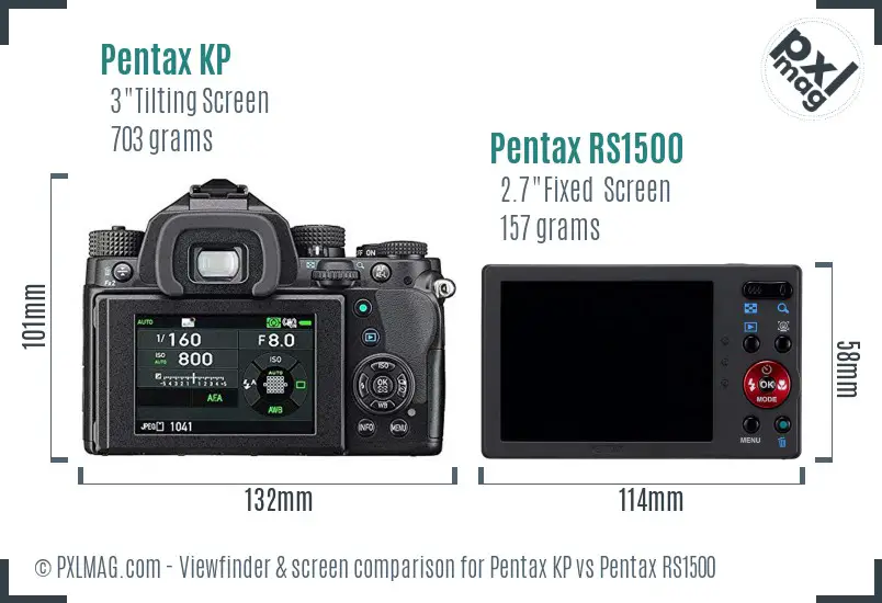 Pentax KP vs Pentax RS1500 Screen and Viewfinder comparison