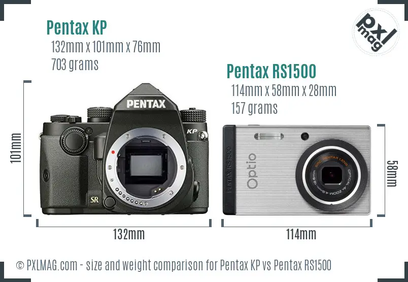Pentax KP vs Pentax RS1500 size comparison
