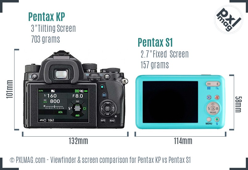 Pentax KP vs Pentax S1 Screen and Viewfinder comparison