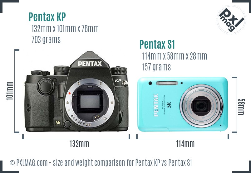 Pentax KP vs Pentax S1 size comparison