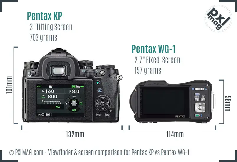Pentax KP vs Pentax WG-1 Screen and Viewfinder comparison
