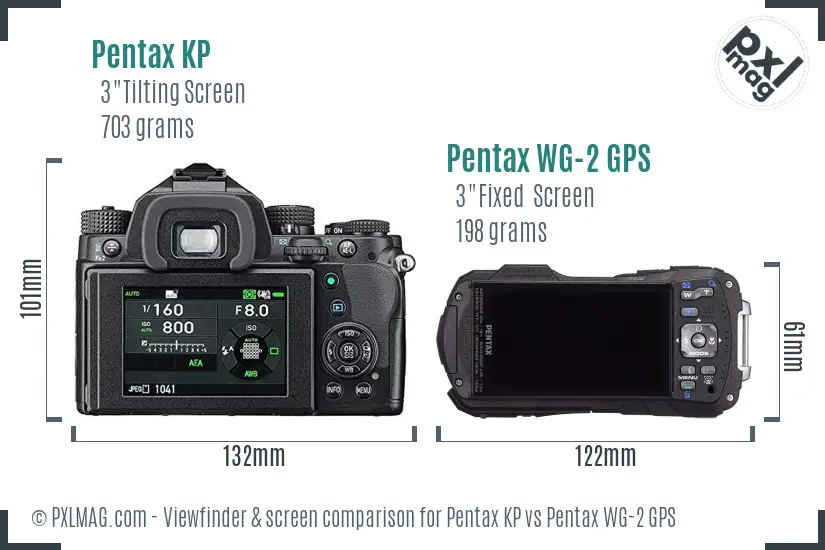 Pentax KP vs Pentax WG-2 GPS Screen and Viewfinder comparison