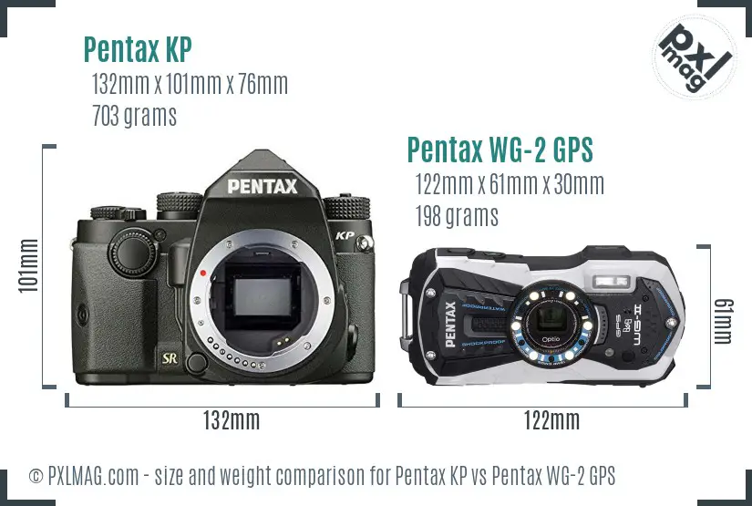 Pentax KP vs Pentax WG-2 GPS size comparison