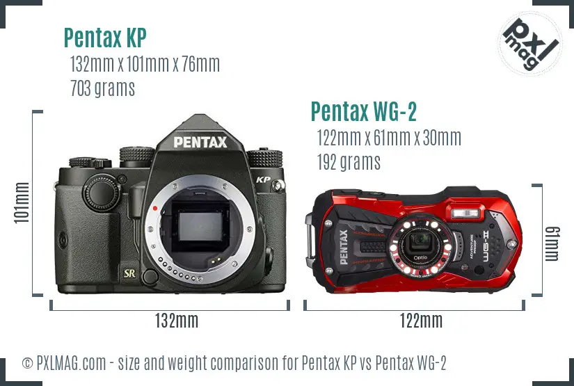 Pentax KP vs Pentax WG-2 size comparison