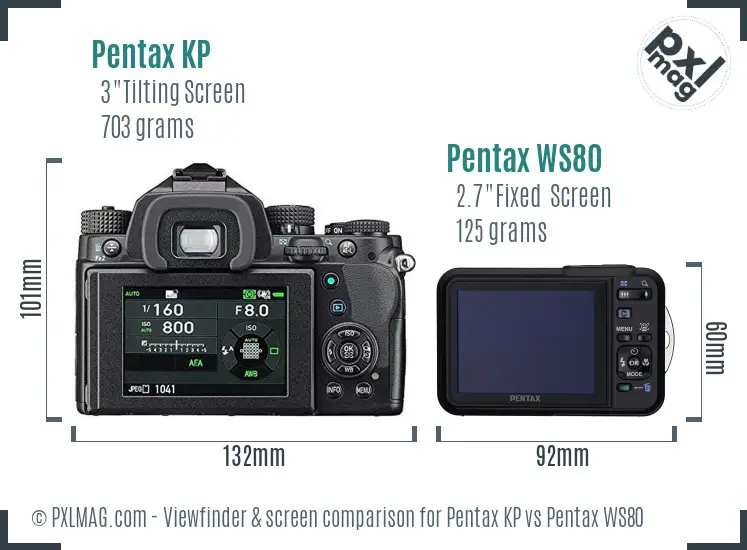 Pentax KP vs Pentax WS80 Screen and Viewfinder comparison