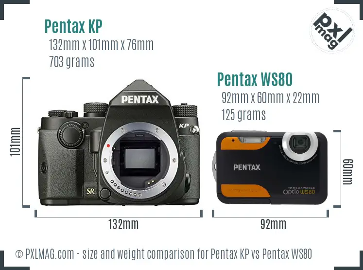 Pentax KP vs Pentax WS80 size comparison