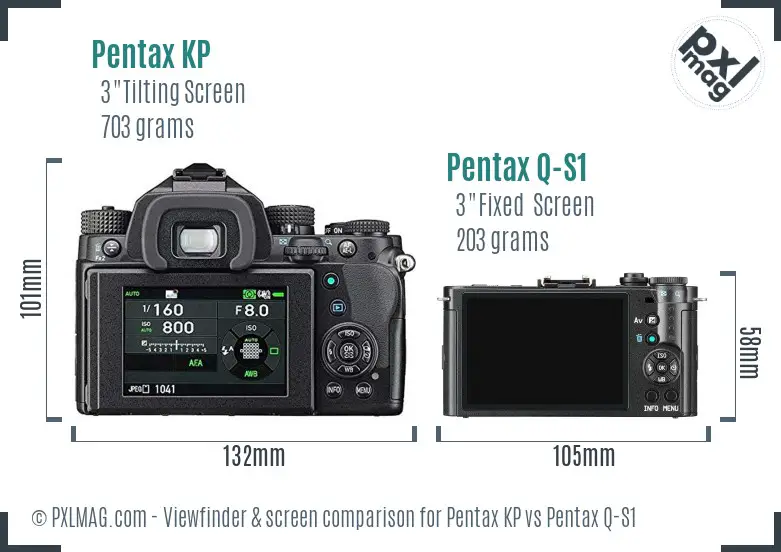 Pentax KP vs Pentax Q-S1 Screen and Viewfinder comparison